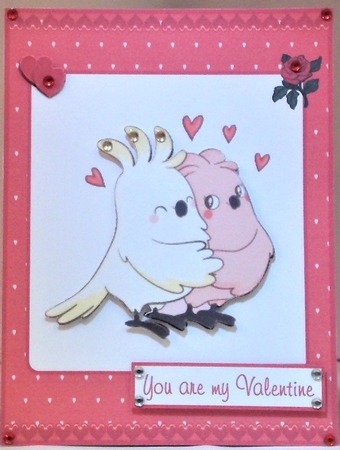 Valentines day greeting card with birds couple by Hazel Underwood