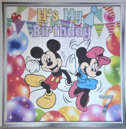 ITS MY BIRTHDAY dancing mickey and minnie mouse  8x8 by Hazel Underwood