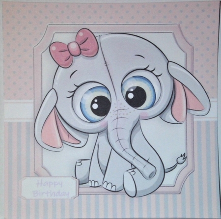 Gorgeous Grey Elephant With Bow  8x8 Mini Kit by Hazel Underwood