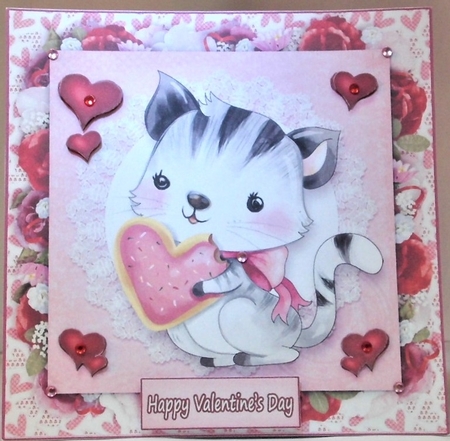 Valentine Animal Kitten Card Front Kit by Hazel Underwood