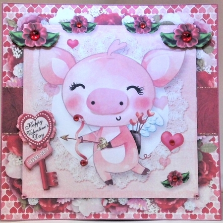 Valentine Animal Pig Card Front-1 by Hazel Underwood