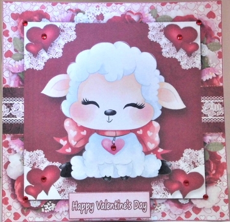 Valentine Animal Lamb Card Front-2 by Hazel Underwood