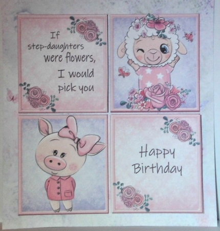 If step-daughters were flowers, I would pick you Pig & Sheep 8x8 by Hazel Underwood