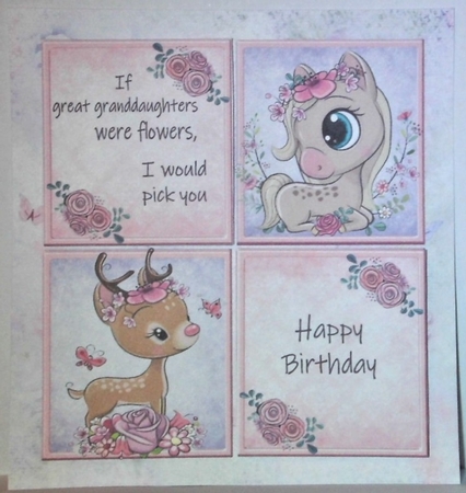 If great granddaughters  were flowers, I would pick you Horse & Deer 8x8 by Hazel Underwood