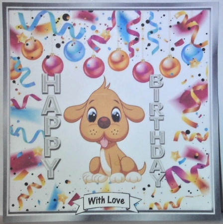 Cute puppy in balloon frame 8x8 by Hazel Underwood