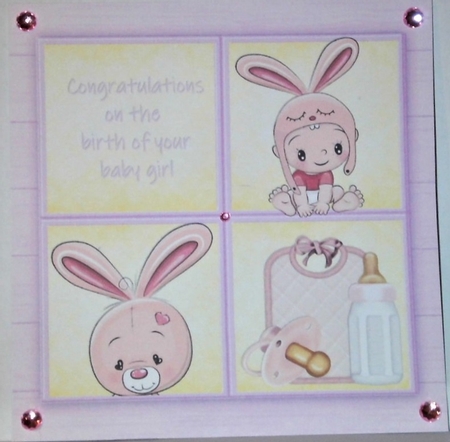 Baby Girl Cube Pink Bunny 8x8 Mini Kit by Hazel Underwood