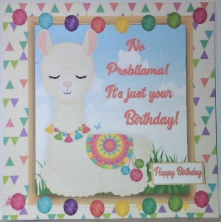 No Probllama its just your birthday Lllama fun 8x8  by Hazel Underwood