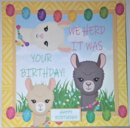 We herd it was your birthday Llama fun 8x8 by Hazel Underwood