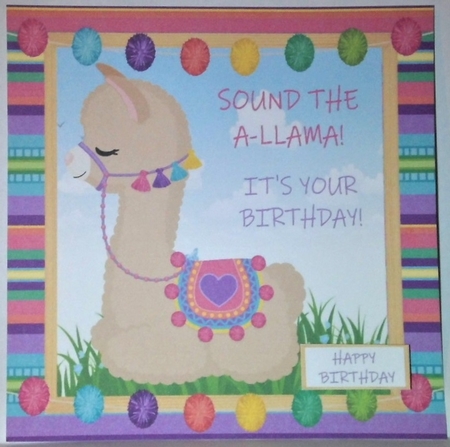 Sound the a-llama its your birthday Llama fun 8x8 by Hazel Underwood