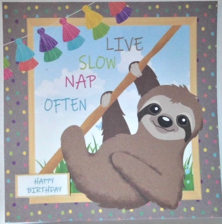 Live slow nap often sloth 8x8  by Hazel Underwood