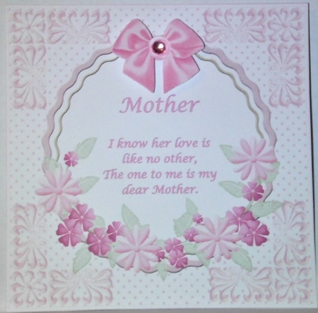Pink 8 x 8 Mothers Day quick card front by Hazel Underwood
