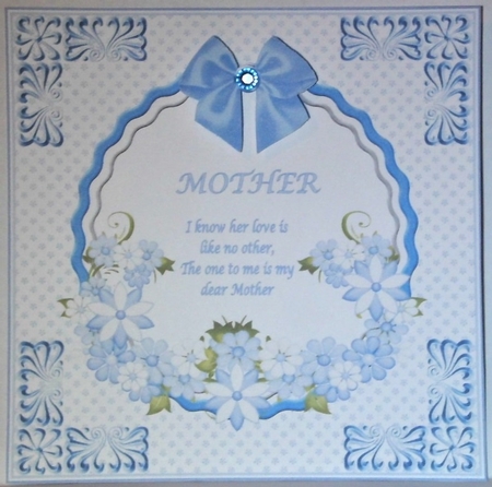 Blue 8 x 8 Mothers Day quick card front by Hazel Underwood