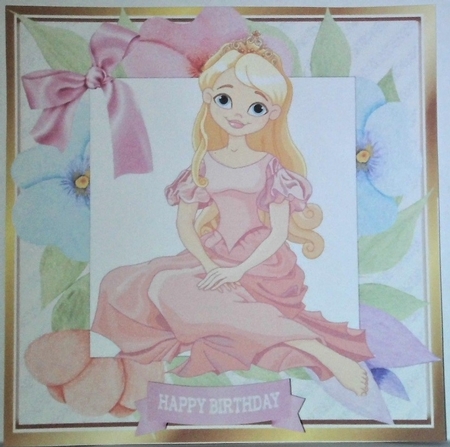 Princess in flower frame with pink bow 8x8 by Hazel Underwood