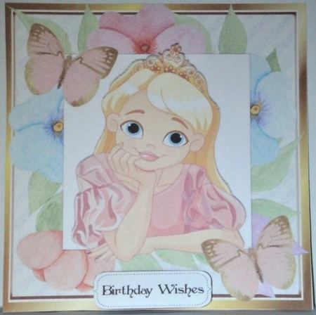 Princess in flower frame with pink butterflies 8x8 by Hazel Underwood