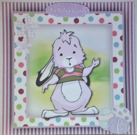 Pink Rabbit with Eggs  by Hazel Underwood