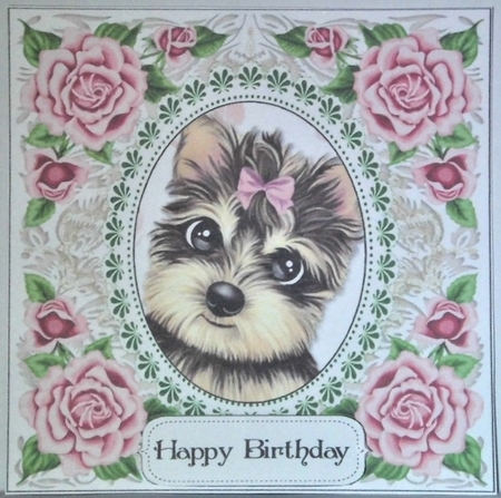 Pretty Rose Frame Yorkie by Hazel Underwood