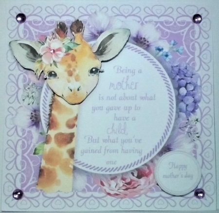 Being a mother.... Giraffe 8x8 by Hazel Underwood