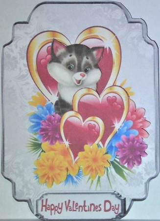 Loveable Valentine - A5 card front with decoupage by Hazel Underwood