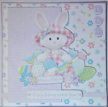 Bunny Bonnet 2 Card Front by Hazel Underwood