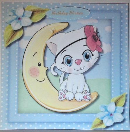 Cute  Kitty Cat  On the Moon by Hazel Underwood