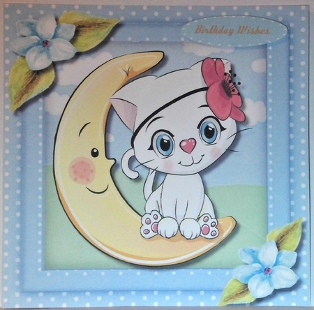 6, 8x8  Kitty Cat  Card fronts  by Hazel Underwood