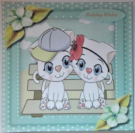 6, 8x8  Kitty Cat  Card fronts  by Hazel Underwood
