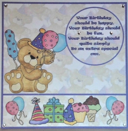 Teddy bears party two 7x7 birthday insert by Hazel Underwood