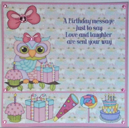 Owl wish you a happy birthday insert by Hazel Underwood