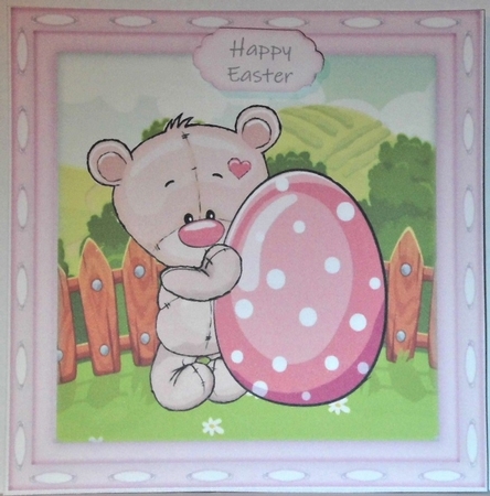 Gorgeous Easter Bear Holding A Egg 8x8 by Hazel Underwood