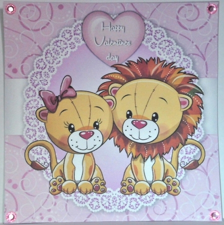 Valentine Lion Couple 8x8 by Hazel Underwood