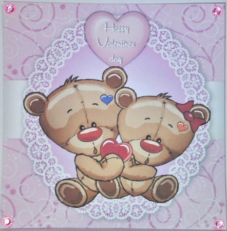 Valentine Light Brown Bear Couple 8x8 by Hazel Underwood