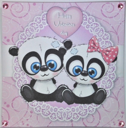Valentine Panda Couple 8x8 by Hazel Underwood