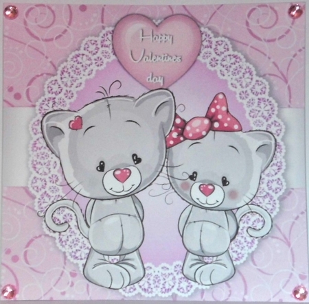 Valentine Grey Cat Couple 8x8 by Hazel Underwood