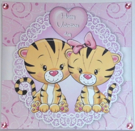 Valentine Tiger Couple 8x8 by Hazel Underwood