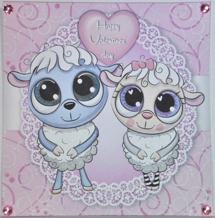 Valentine Sheep Couple 8x8 by Hazel Underwood