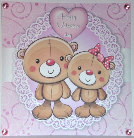 Valentine Cuddly Bear Couple 8x8 by Hazel Underwood
