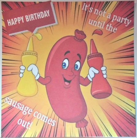  toony face Sausage 8x8 by Hazel Underwood