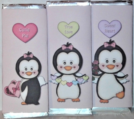 Male Penguin Valentines Day 1.55 ounce Chocolate Bar Trio Gift Box by Hazel Underwood