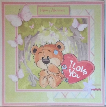 Love bear and butterfly 7x7 by Hazel Underwood