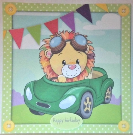 Adorable Lion Driving a Car 8x8 by Hazel Underwood