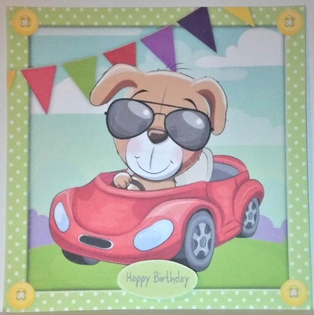 Adorable Dog Driving a Car 8x8 by Hazel Underwood