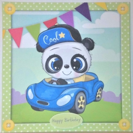 Adorable Panda Driving a Car 8x8 by Hazel Underwood