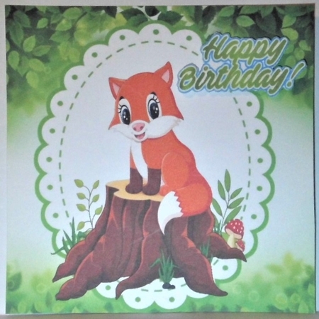 Cute red fox sitting on a log 7x7 by Hazel Underwood