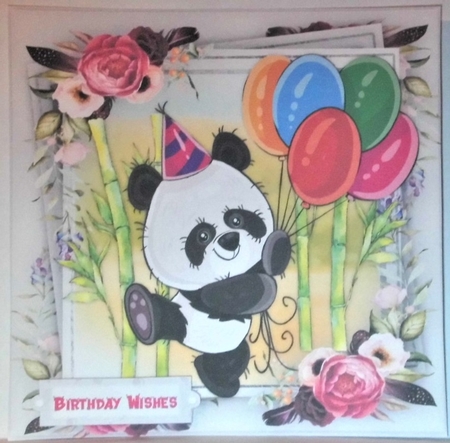 Adorable  Panda with Balloons by Hazel Underwood