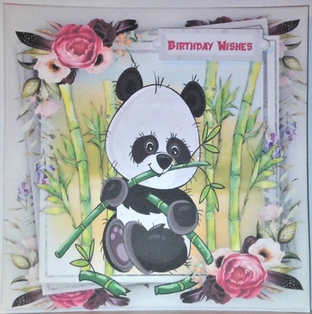 Adorable  Panda with Bamboo by Hazel Underwood