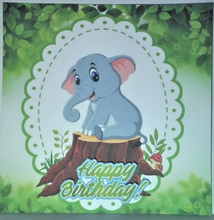 Cute elephant sitting on a log 7x7 by Hazel Underwood