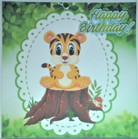 Cute tiger sitting on a log 7x7 by Hazel Underwood