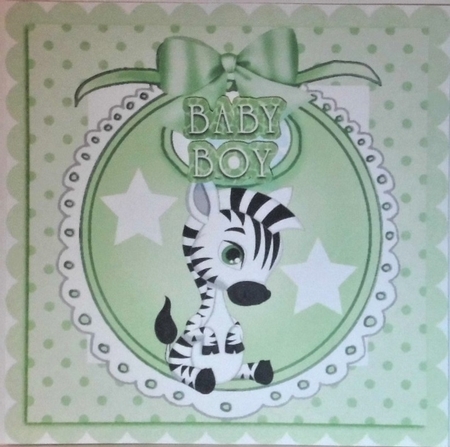 Baby Boys Green Bib with cute zebra and bow with stars by Hazel Underwood