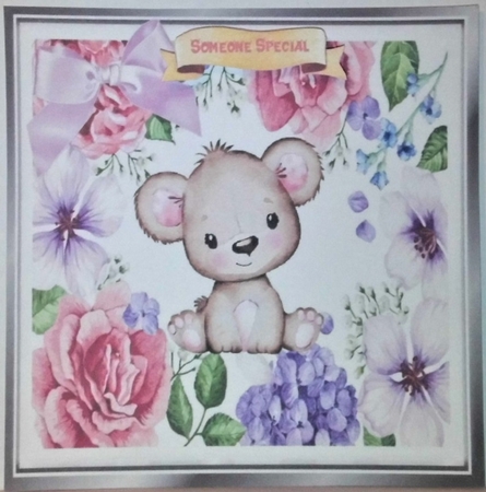 Cute little water colour koala Bear in floral frame 8x8 by Hazel Underwood
