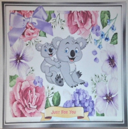 Mum and cute baby koala bear in floral frame 8x8 by Hazel Underwood